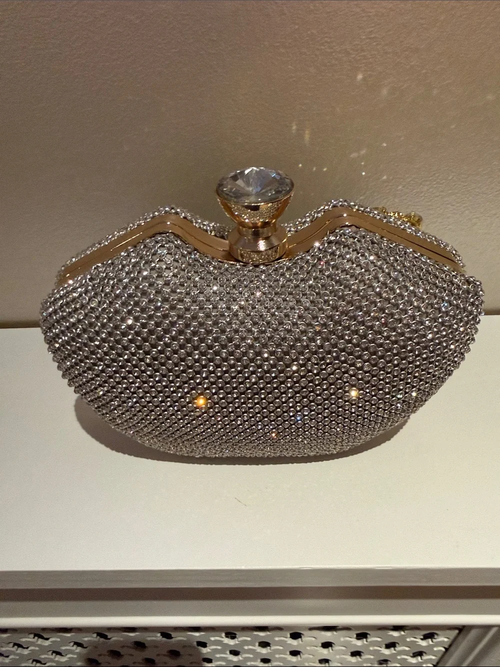 Crystal-Embellished Silver Evening Clutch - Picture 2 of 3